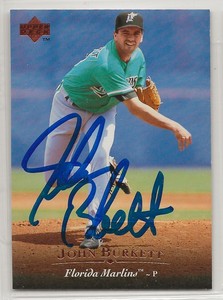 John Burkett signed 1995 Upper Deck baseball card autograph Florida Marlins