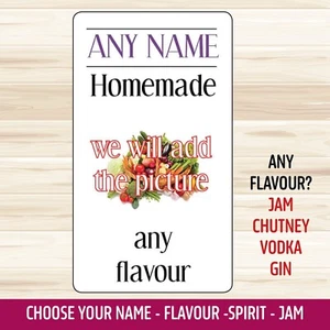 PERSONALISED BOTTLE LABELS JAM CHUTNEY HOMEBREW WINE GIN HOMEMADE STICKERS 1026 - Picture 1 of 6