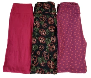LuLaRoe Leggings Lot of 3 Multicolor Geometric/Solid Pull On Stretch Tween LL13C - Picture 1 of 3