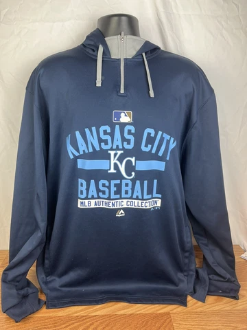 Majestic MLB Kansas City KC Royals Baseball 1/4 Zip Hoodie MLB Authentic XL Cover