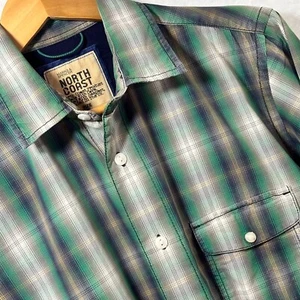 M&S NORTH COAST grün blau kariertes Hemd SMALL Langarm Marks And Spencer - Bild 1 von 9