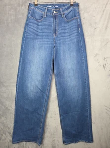 Old Navy Womens Jeans 10 Tall Wow Wide Leg High Rise Modern Blue Dark Wash Denim - Picture 1 of 10