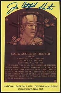 Jim Catfish Hunter Baseball HOF Plaque Postcard JSA UU36464
