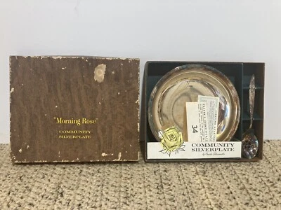 Cuchara y cuenco vintage Community Silverplate de Oneida Silversmiths “Morning Rose” Foto 1 de 4