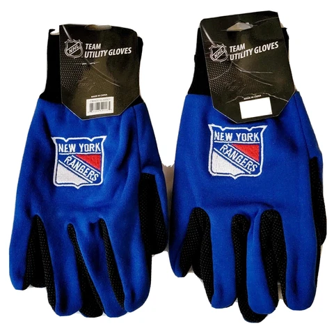 2 Pairs of New York Rangers NHL Hockey Blue Utility Gloves Cover