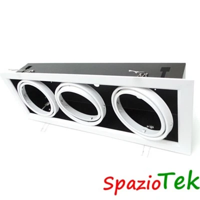 Faretto incasso Ar111 Da 3 luci Orientabile led Portalampada Ghiera lampada - Immagine 1 di 3