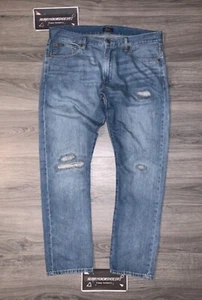 POLO RALPH LAUREN Men’s Blue Sullivan Slim Fit Distressed Faded Denim Jeans - Picture 1 of 15