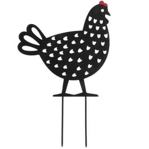 New 17 Inch Black Chicken Rooster Metal Garden Yard Decor Stake - Picture 1 of 3