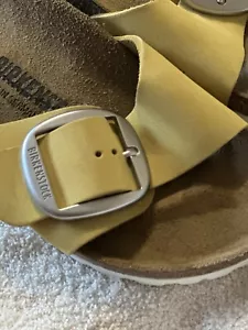 NWOB Birkenstock Madrid Big Buckle Nubuck Leather Sandals Mustard Sz 38 - Picture 1 of 5