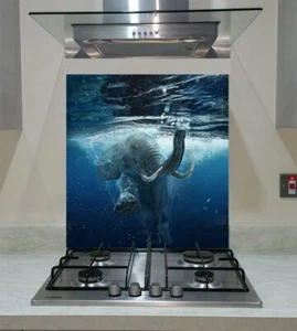 Splashback Toughened Glass Unique Panel Swimming African Elephant Any Sizes - Picture 1 of 3