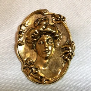 Estate Jewelry / Vintage Gold Tone / Cameo Brooch - Bild 1 von 8