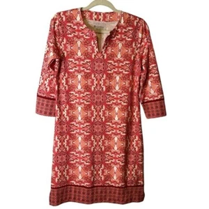 Coolibar Dress XS Womens Red White Paisley Oceanside Tunic UPF 50+ Sun Protect - Picture 1 of 13