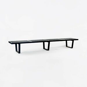 Rare George Nelson for Herman Miller 102 inch 4992 Slat Bench with Black Laquer