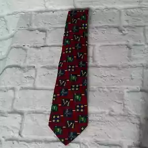 Tommy Hilfiger Adult Tie One Size Red Golf Flag Golf Bag 100% Silk Men's - Picture 1 of 6