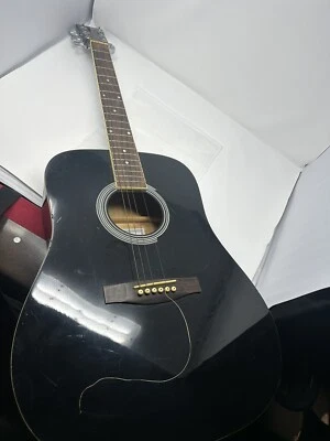 Luna GYPDMAH Gypsy Black 6-String Dreadnought Acoustic Guitar P676B Read - Image 1 of 4