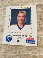 1987-88 Hostess / Wonder Bread NHL Hockey  Christian Ruutu  Buffalo Sabres - MT
