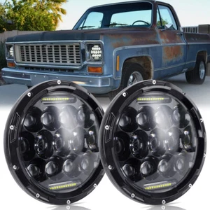 2X 7'' Round LED Headlights Hi/Lo Beam DRL For Chevy C10 C20 Pickup Camaro Nova - Picture 1 of 10
