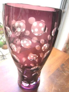 Purple Cut to Clear Circle Vase, very pretty vase - Picture 1 of 5