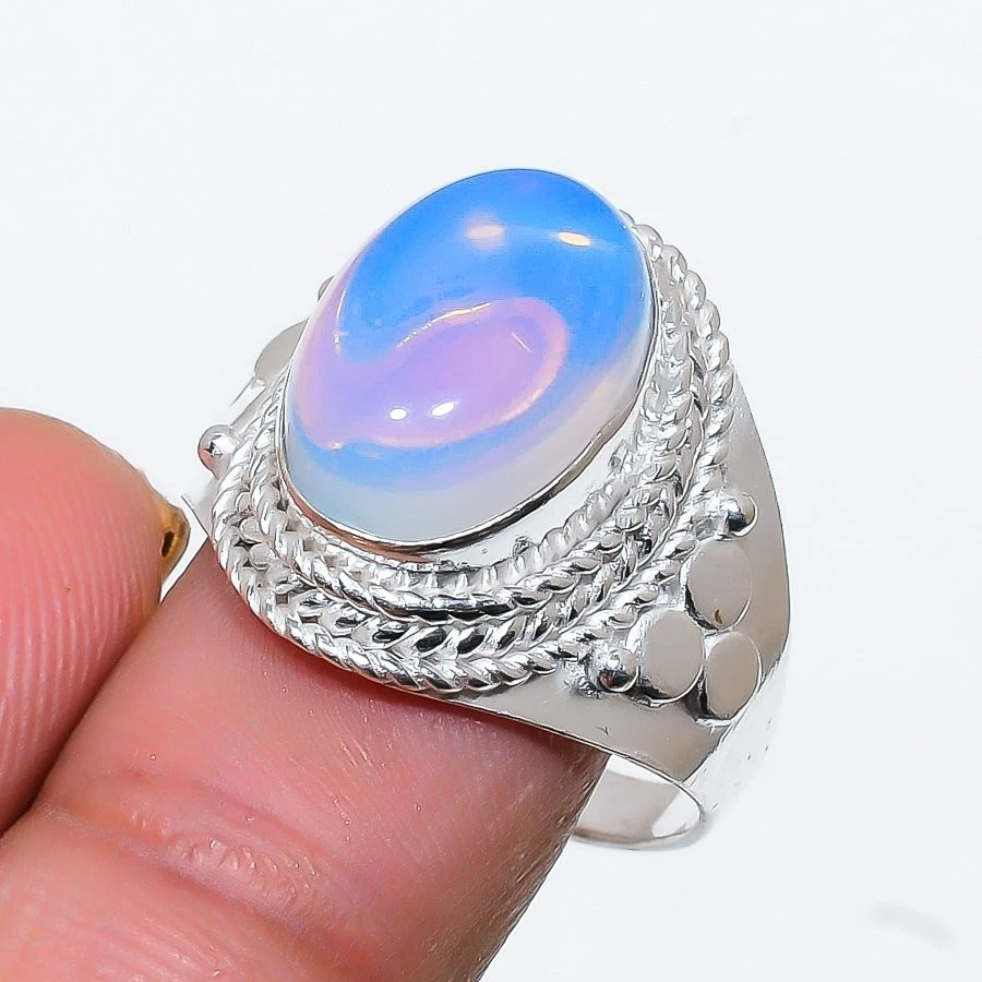 Mliky Opalite  Gemstone 925 Sterling Silver Jewelry All Size Ring For Gift - Image 1 of 1