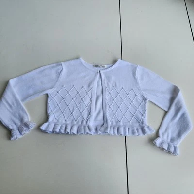 Countire Princess Girl's Sweater Shrug Bolero Dressy Knit Crochet White Beaded 6 - Image 1 of 4