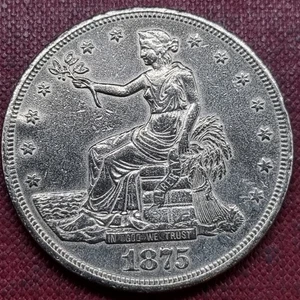 1875 CC Trade Dollar $1 Silver RARE XF Details CARSON CITY Chopmarked #93168 - Picture 1 of 2