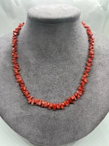 Collana Di Corallo Rosso Mediterraneo Forma Cupolini Con Chiusura In Argento 925 - Picture 1 of 5