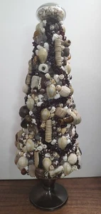 Handmade Vintage Jewelry Christmas Tree Upcycled Art Sea Shell Beach House Decor - Picture 1 of 7