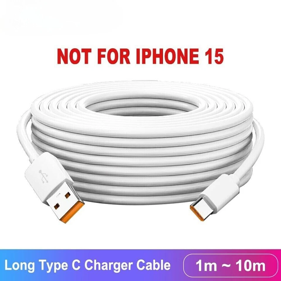 1M 2M 3M 5M 8M 10M langes USB-Ladekabel Typ C für Samsung Xiaomi Huawei NEU|DE - Bild 1 von 4