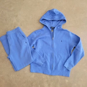 Set Polo Ralph Lauren Sweatshirt Jugend Junge 10/12 M Full Zip blau Kapuze & Jogger - Bild 1 von 11