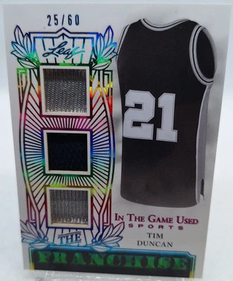 Tim Duncan 2024 Leaf  In The Game Used The Franchise Tim Duncan 3 Patch 25/60 - Image 1 of 3