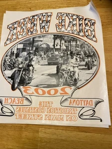 Vintage 2003 Bügelbild Aufkleber T-Shirt Print Daytona Beach 2003 Bike Week selten - Bild 1 von 3