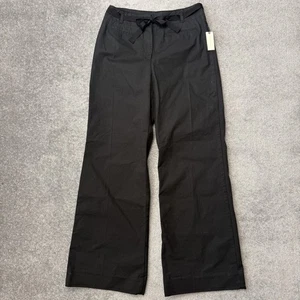 Pantalones Maeve Anthropologie para mujer 10 negros pierna ancha lazo cintura algodón elástico - Imagen 1 de 13