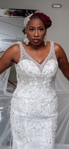 Beautiful Light Ivory Couture Wedding Gown W/ Detachable Cape - Picture 1 of 10