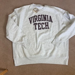 Felpa Champion Virginia Tech XXL tessuto rovesciato girocollo grigia nuova con etichetta - Foto 1 di 12
