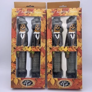 Robert Alan Candle Fall Halloween Pumpkin Scarecrow Sculptured Taper Candles 10" - Picture 1 of 4