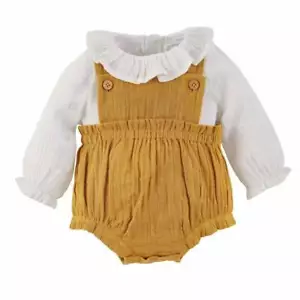 Mud Pie Thanksgiving Fall Mustard Overall Set 6-9M 9-12M 12-18M - Picture 1 of 1