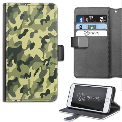 Green Camo Printed Deluxe PU Leather Wallet Phone Case;Flip Phone Case - Image 1 of 4