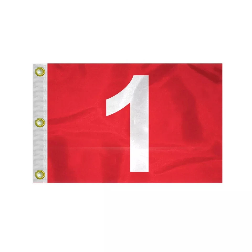 Banderas de golf número 14"x20" 1-9 con ojales de latón, banderas verdes 200D Foto 1 de 1