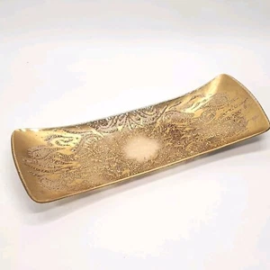 VTG Dorothy Thorpe Gold Gilt Tray Oblong 13”x 4 3/4” Good Condition - Picture 1 of 12