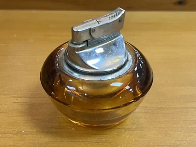 Encendedor de mesa vintage MCM Viking naranja arte vidrio orbe redondo nick en la parte inferior Foto 1 de 4