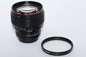Canon FD 85mm f1.2 L Telephoto-Portrait Lens. 72mm UV Filter. Rear Cap. F1n, T90 - Picture 1 of 22