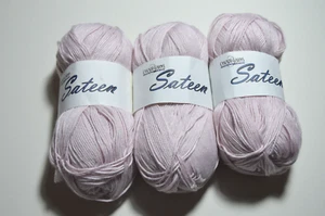 Lot of 3 CASCADE YARNS - SATEEN - #7 LIGHT PINK YARN 100g - 300 Yds - Picture 1 of 4