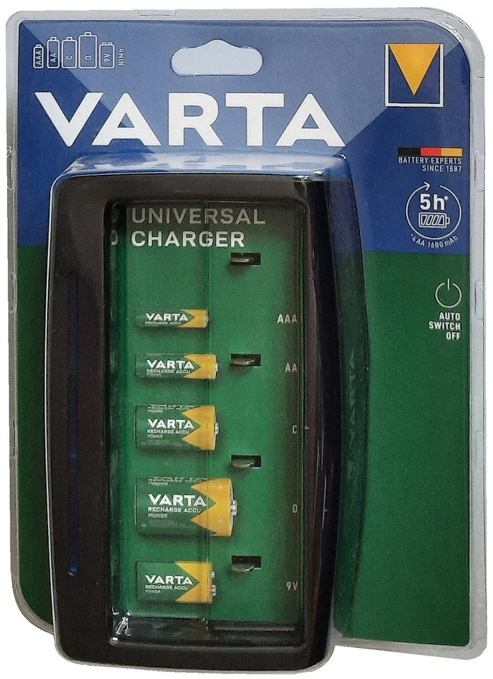 Varta Universal Charger Ladegerät für diverse Akkutypen 4x AAA/AA/C/D, 1x 9V/USB - Bild 1 von 1