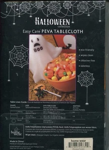 Halloween Collection Easy Care PEVA Tablecloth Whimsical Pumpkin 60" Round - Picture 1 of 2