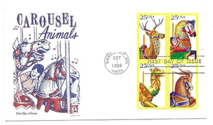 2390-93 Carousel Animals, GAMM, block of 4 FDC - Picture 1 of 1