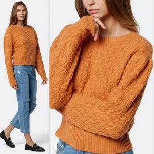 NWT JOIE $298 Cashmere Wool Cable knit Roland Crew Neck Sweater Size M Caramel - Picture 1 of 18