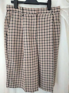 Zara Checked Cullotes Wide Leg Brown & Cream Pockets Size UK Medium NEW TAGS - Picture 1 of 8