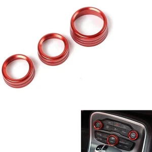 Borde de botón de interruptor de perilla de aire acondicionado 3 piezas para Dodge Durango Challenger 15-20 rojo - Imagen 1 de 9