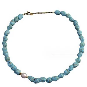 Handmade turquoise necklace fresh water pearl white spread Wristband Meditation - Picture 1 of 10