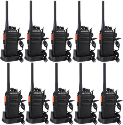 Walkie Talkie Retevis Rt24 Professional Two Way Radio VOX Earpiece 10 Pack Long